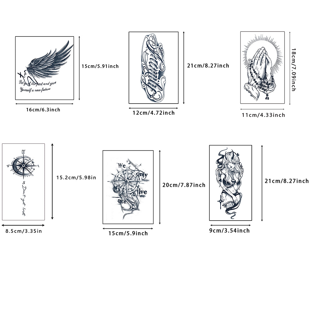 6 herbal tattoo stickers, temporary tattoo