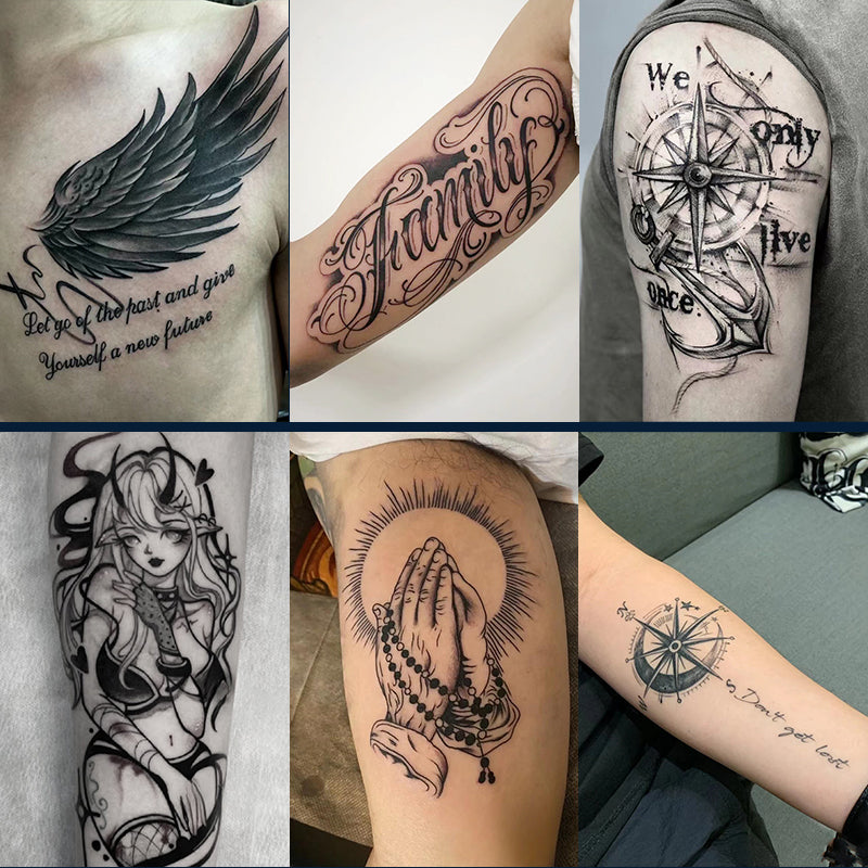 6 herbal tattoo stickers, temporary tattoo
