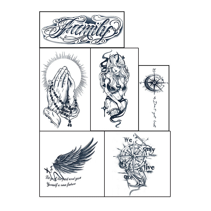 6 herbal tattoo stickers, temporary tattoo